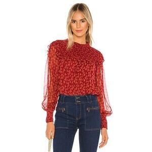 Free People Roma Top Sz S Boho Sheer Smocked Bohemian Festival